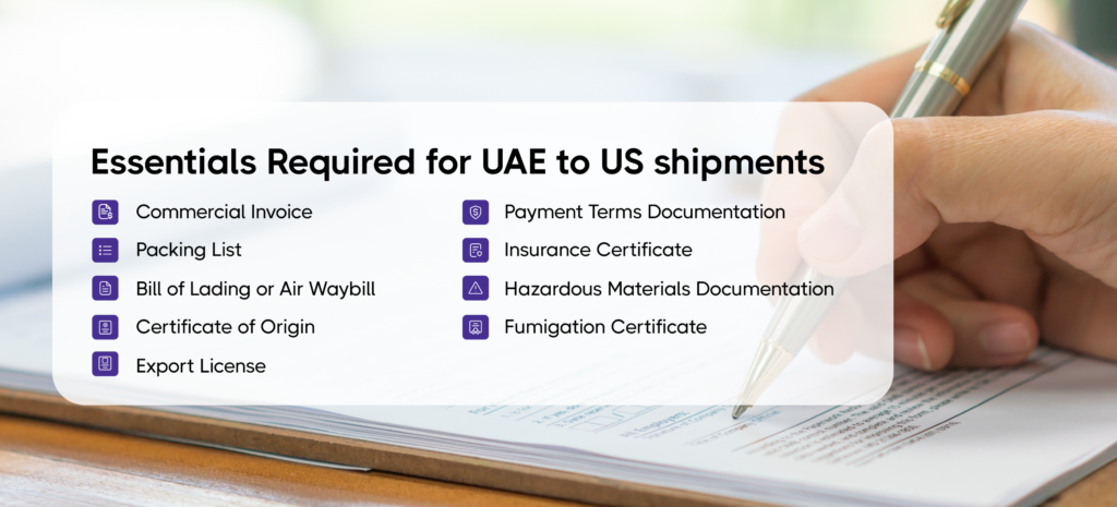 Essentials Required for UAE to US shipments